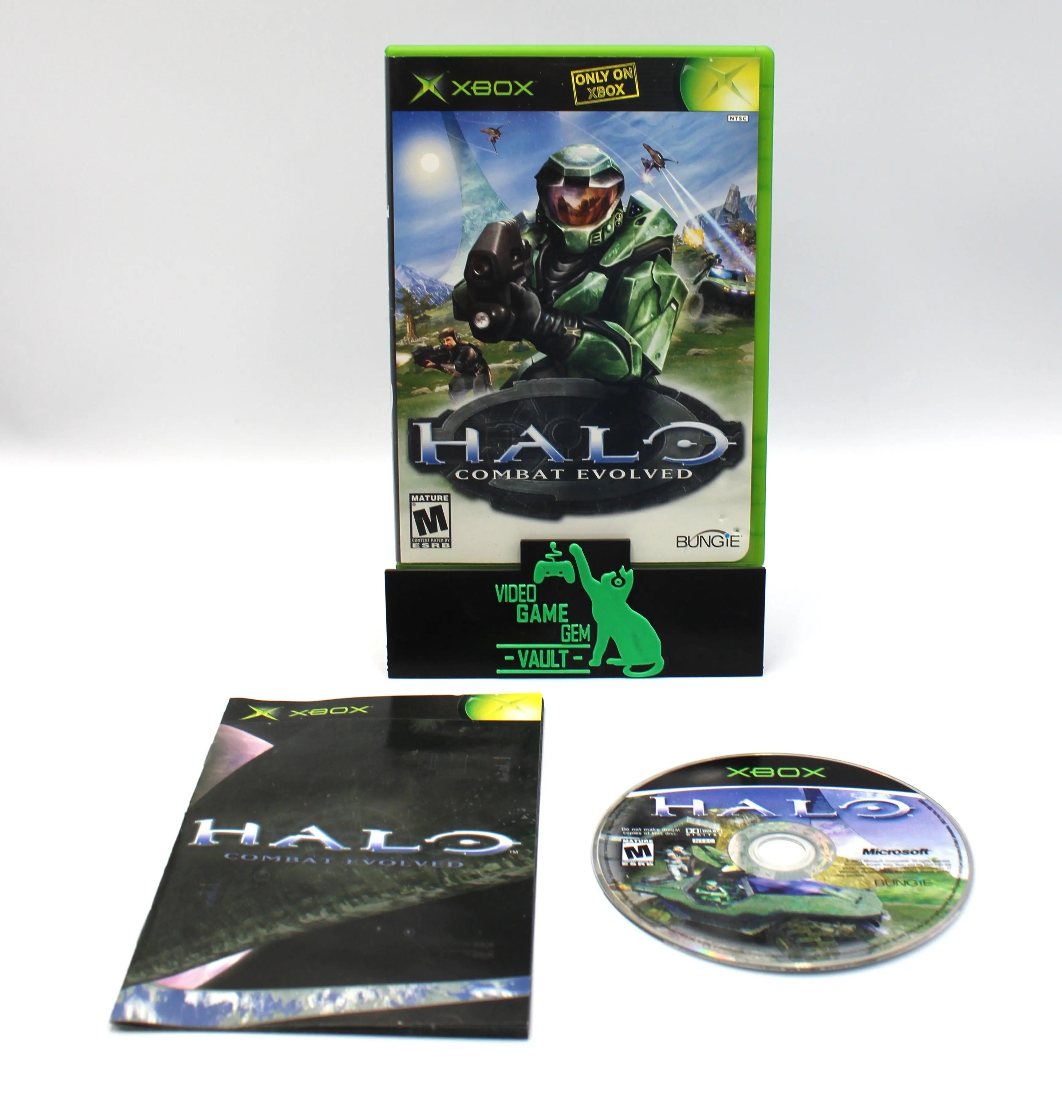 Main display of Halo: Combat Evolved for Microsoft Xbox Original NTSC-U, showing complete game set with case, manual, and disc.