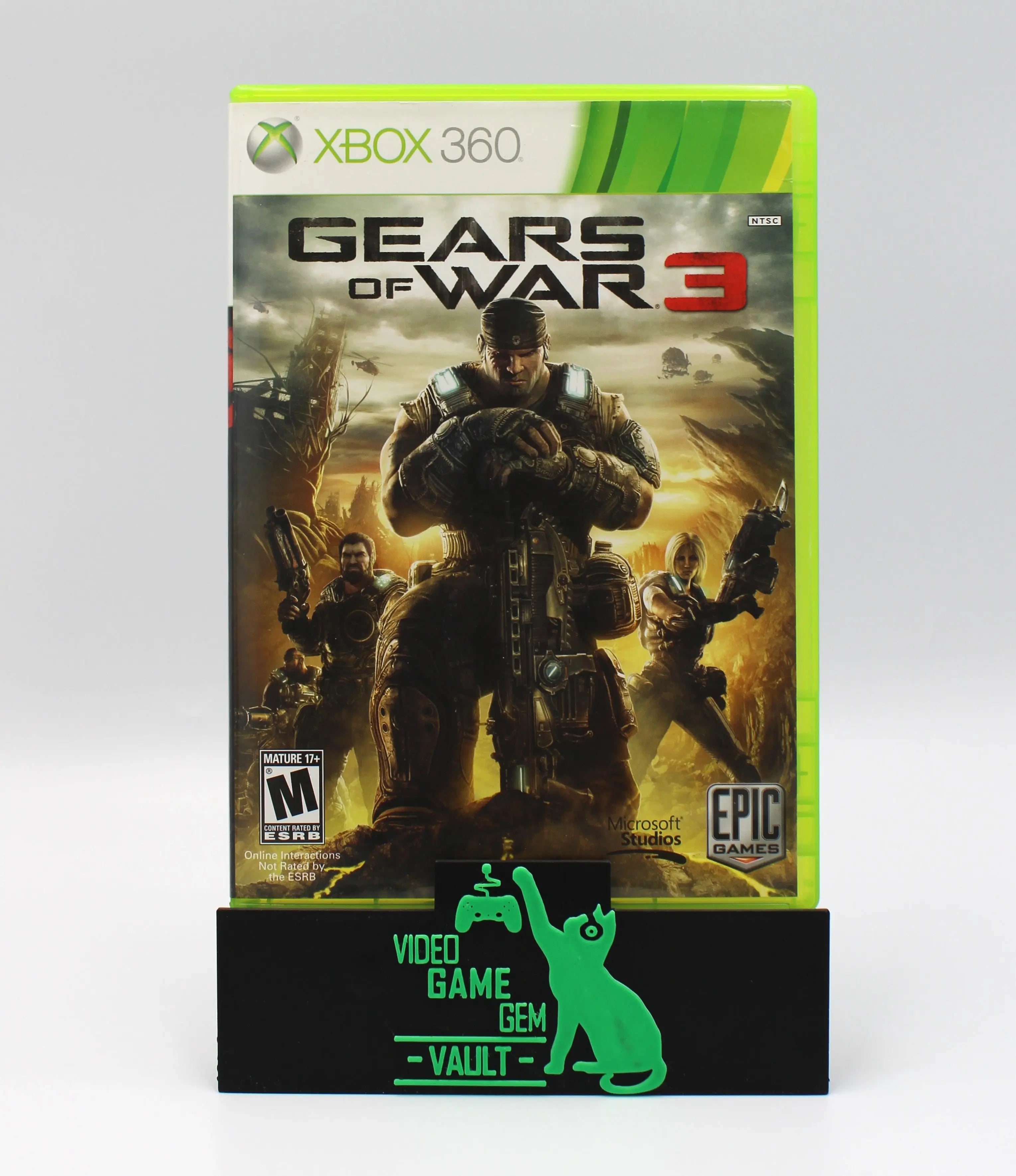 Front cover of Gears of War 3 for Microsoft Xbox 360 NTSC-U game case, showing authentic artwork and condition..