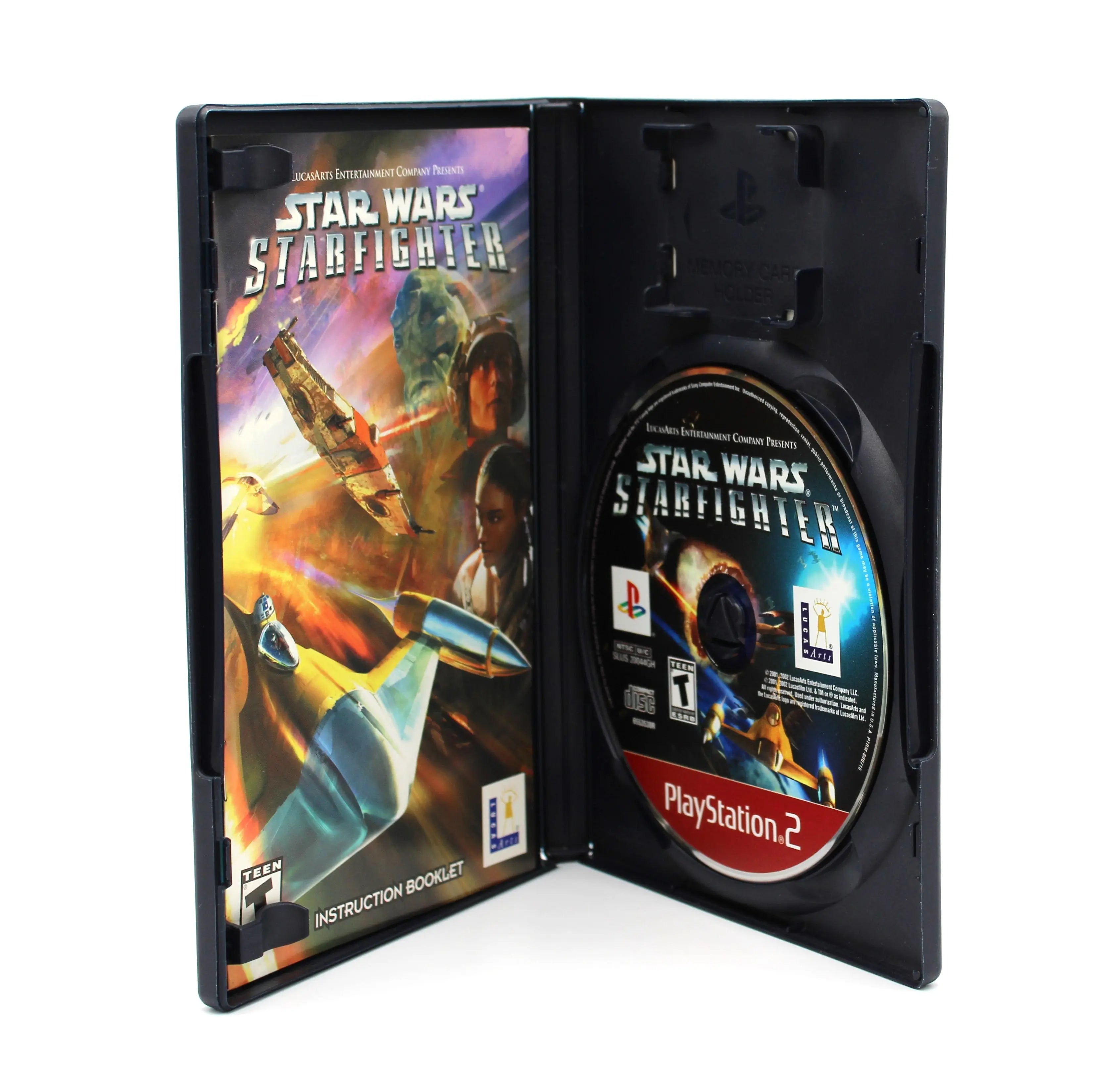 For sale is Star Wars Starfighter for Sony PlayStation 2, PS2. 2002 release. Greatest Hits GH CIB + Manual & Reg Card! See picture of opened case with manual and authentic game disc.