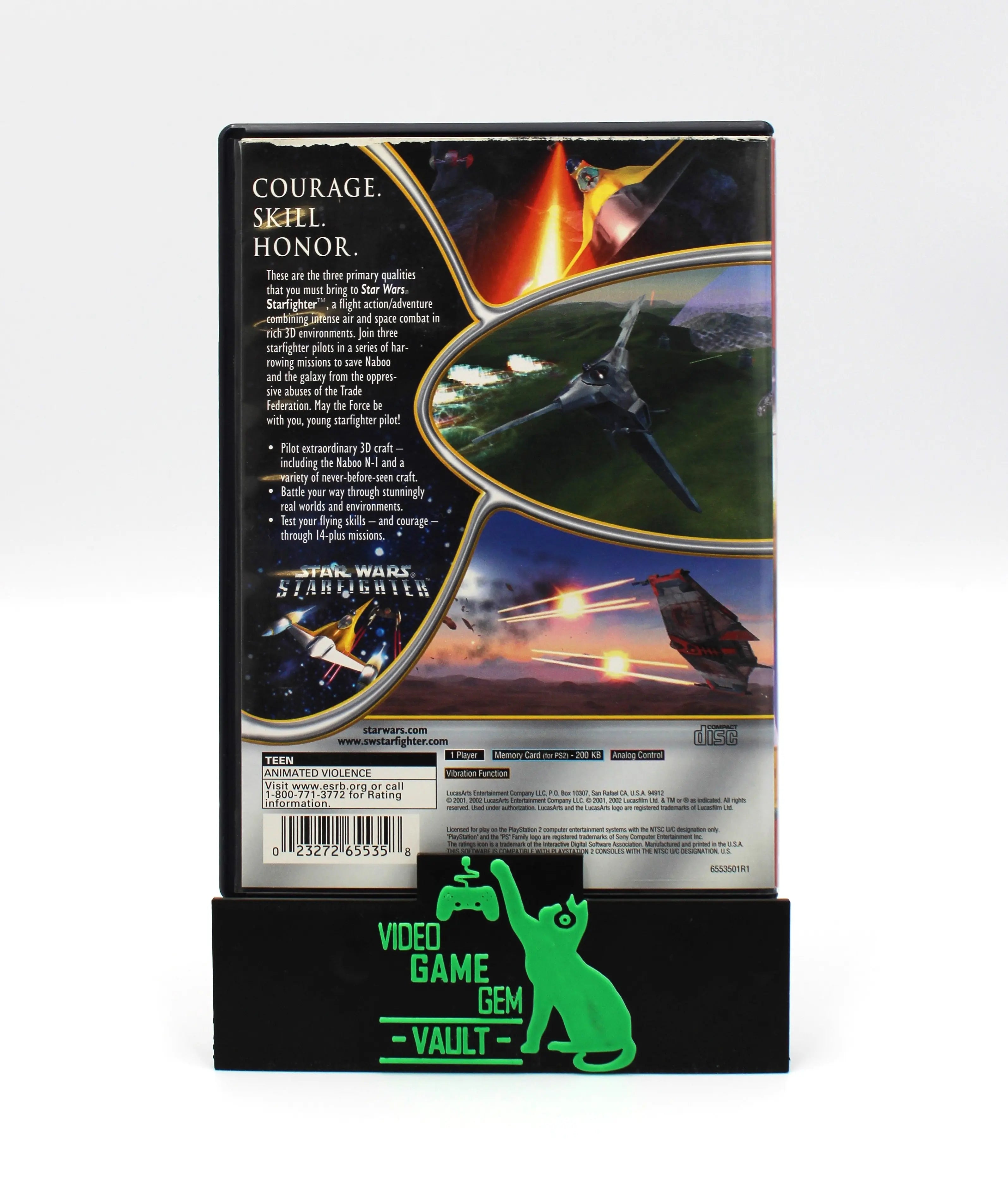 For sale is Star Wars Starfighter for Sony PlayStation 2, PS2. 2002 release. Greatest Hits GH CIB + Manual & Reg Card! See picture of back of case.