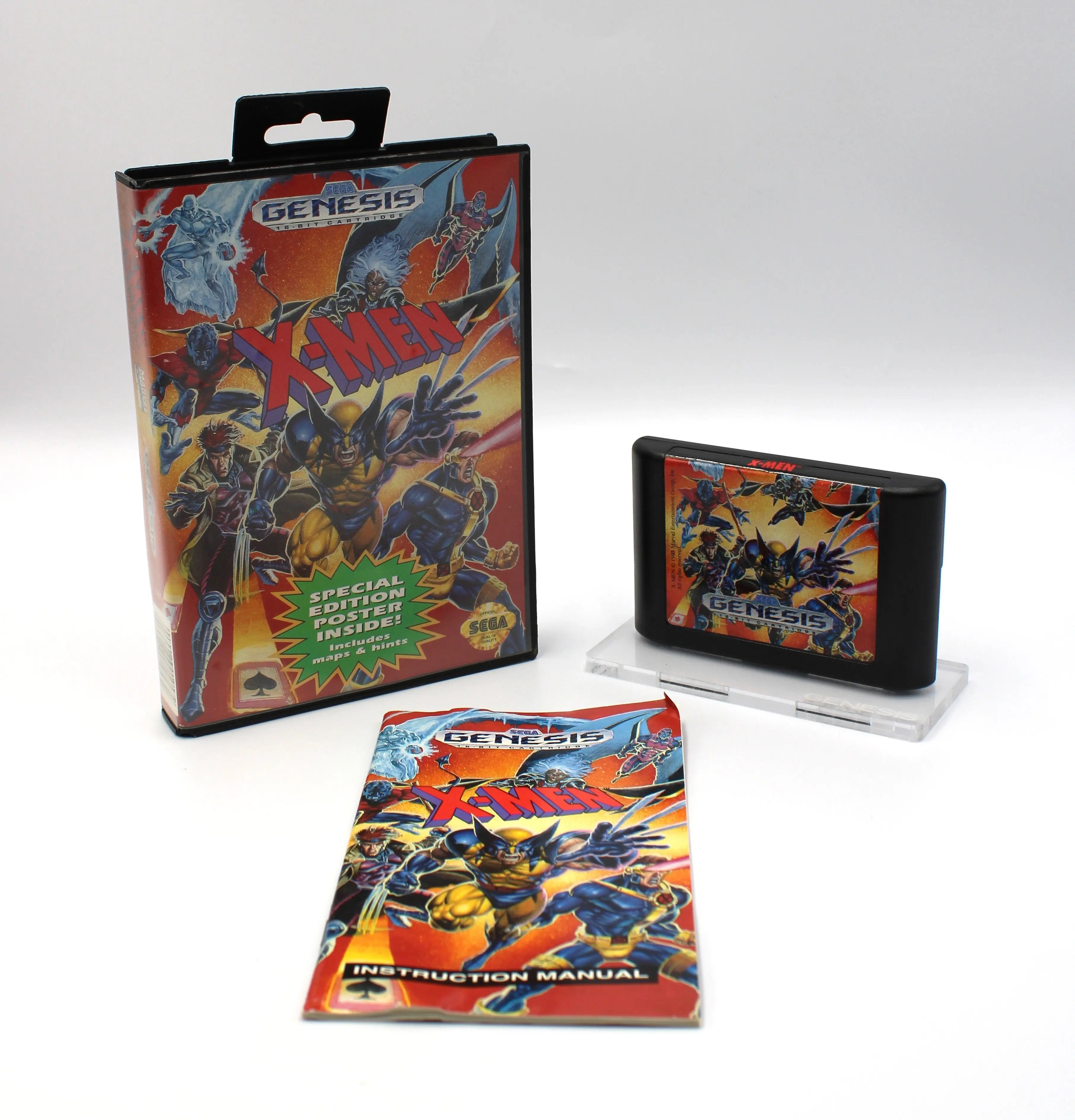 X-Men (Sega Genesis, 1993) Box + Manual, No Poster [Hangtab