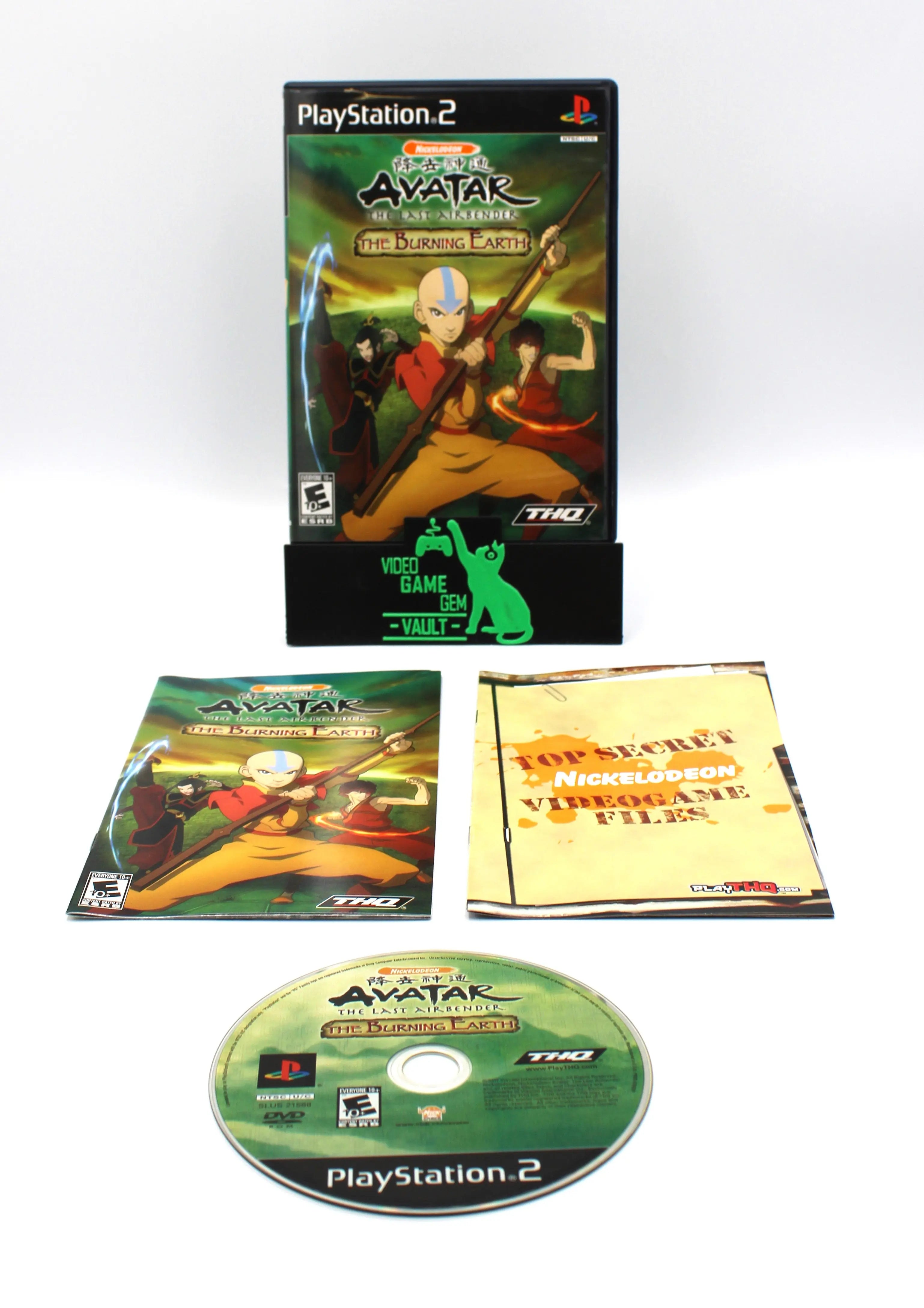 Main image of Avatar: The Last Airbender – The Burning Earth for Sony PlayStation 2 PS2 NTSC-U (2007) – Complete in Box (CIB) with Manual. Includes case, disc, Nickelodeon insert, and manual on a clean background.