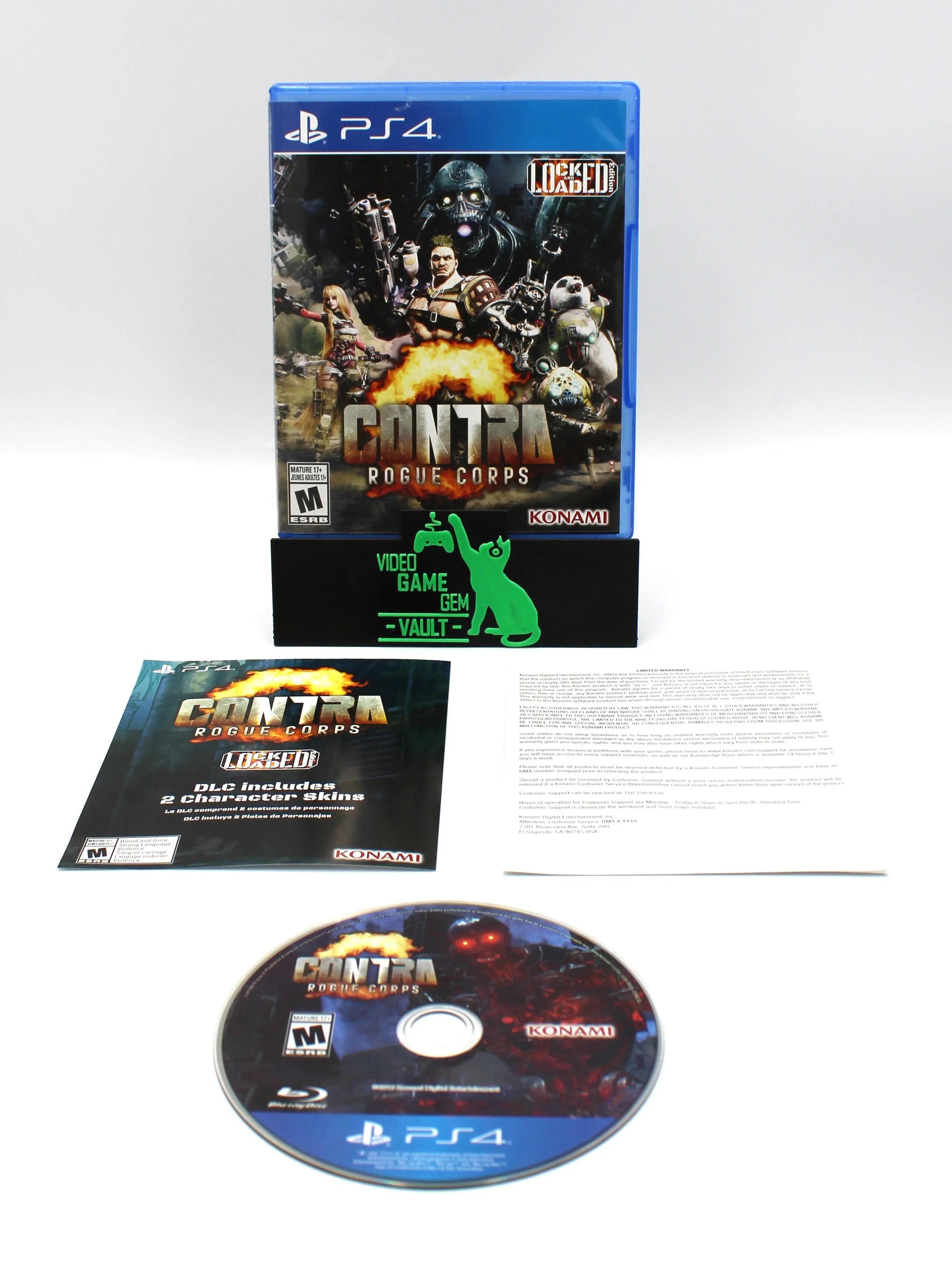 Contra Rogue Corps for Sony PlayStation 4, CIB. See picture of OEM case, front cover, two inserts, and authentic game disc.
