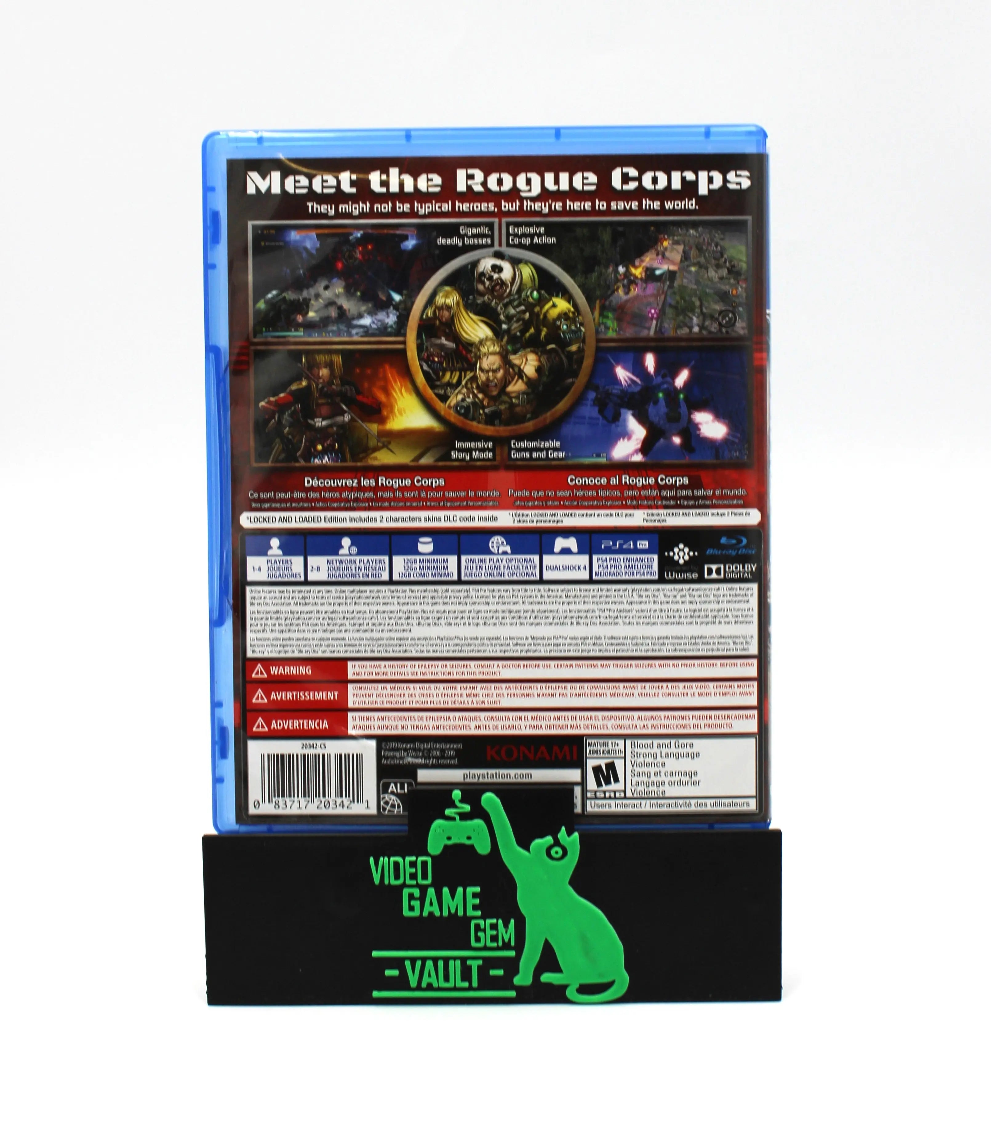 For sale online is Contra Rogue Corps for Sony PlayStation 4, CIB. See picture of back of OEM case.