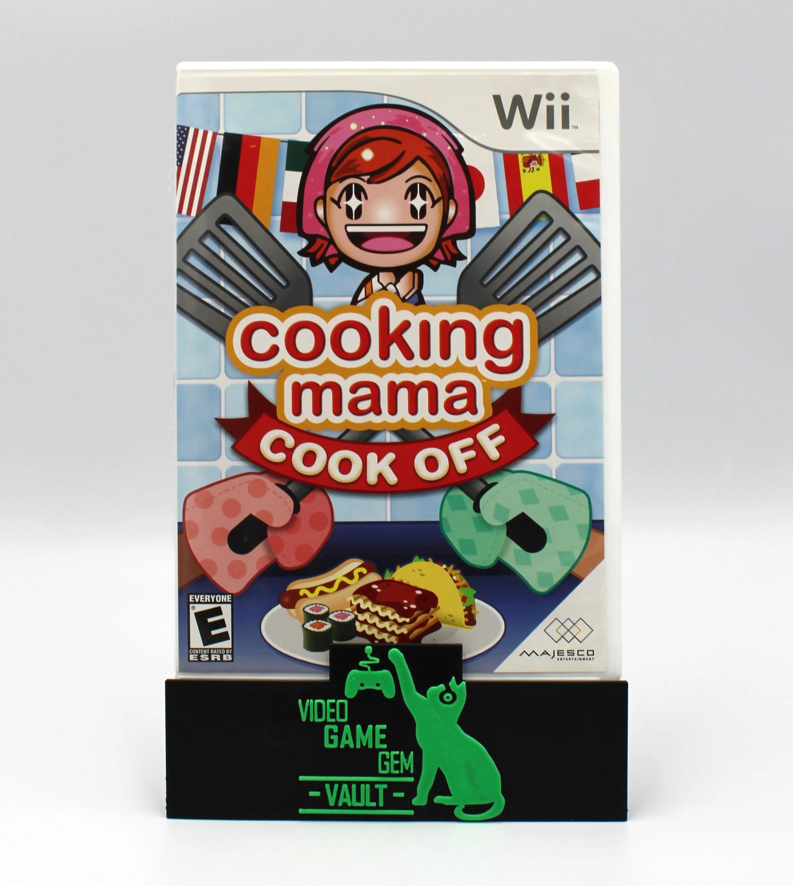 Front cover of Cooking Mama: Cook Off for Nintendo Wii – CIB NTSC-U (2007), showing full artwork, E for Everyone ESRB rating, and title logo.