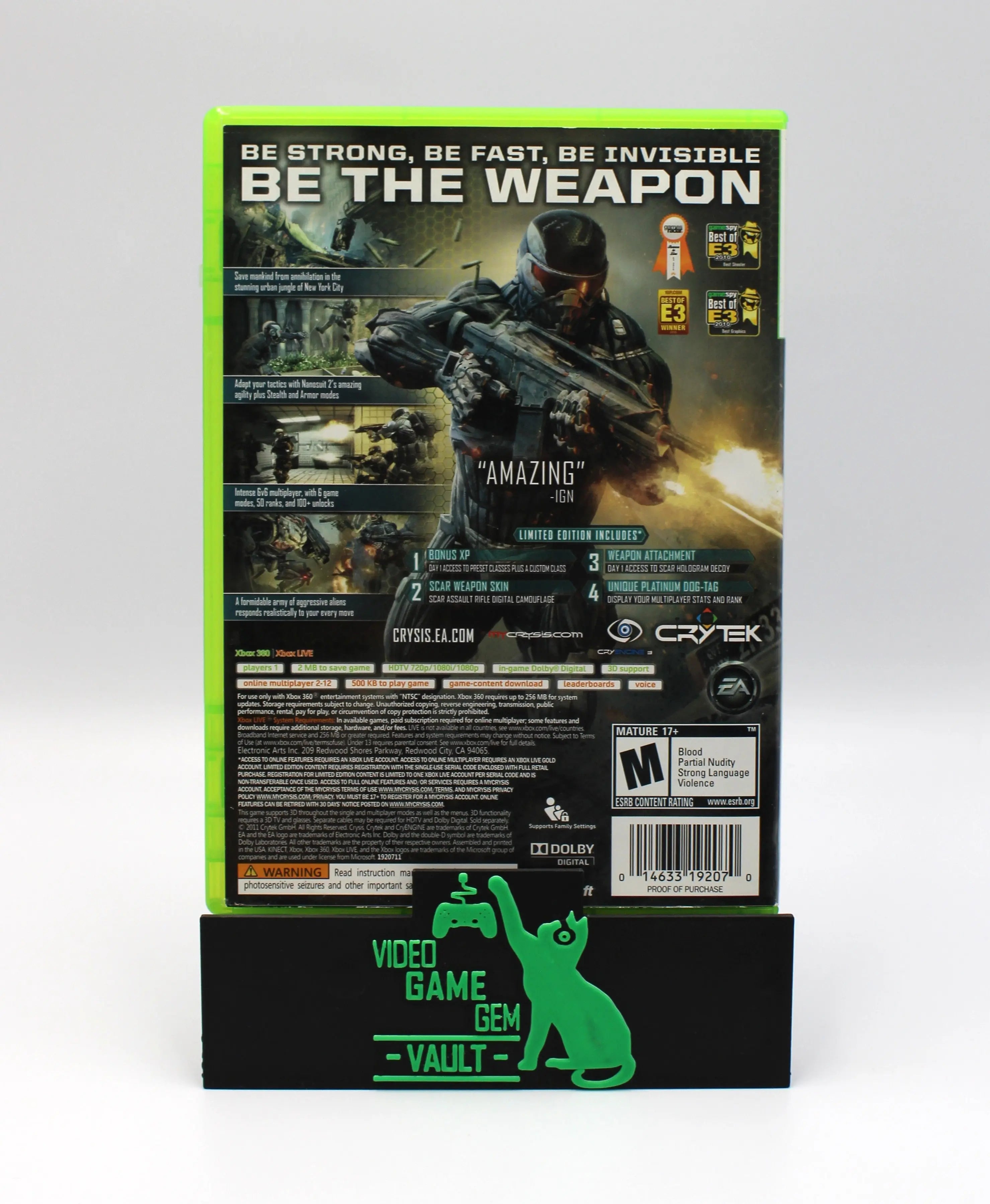 Crysis 2: Limited Edition (Microsoft Xbox 360, 2011) CIB + Manual