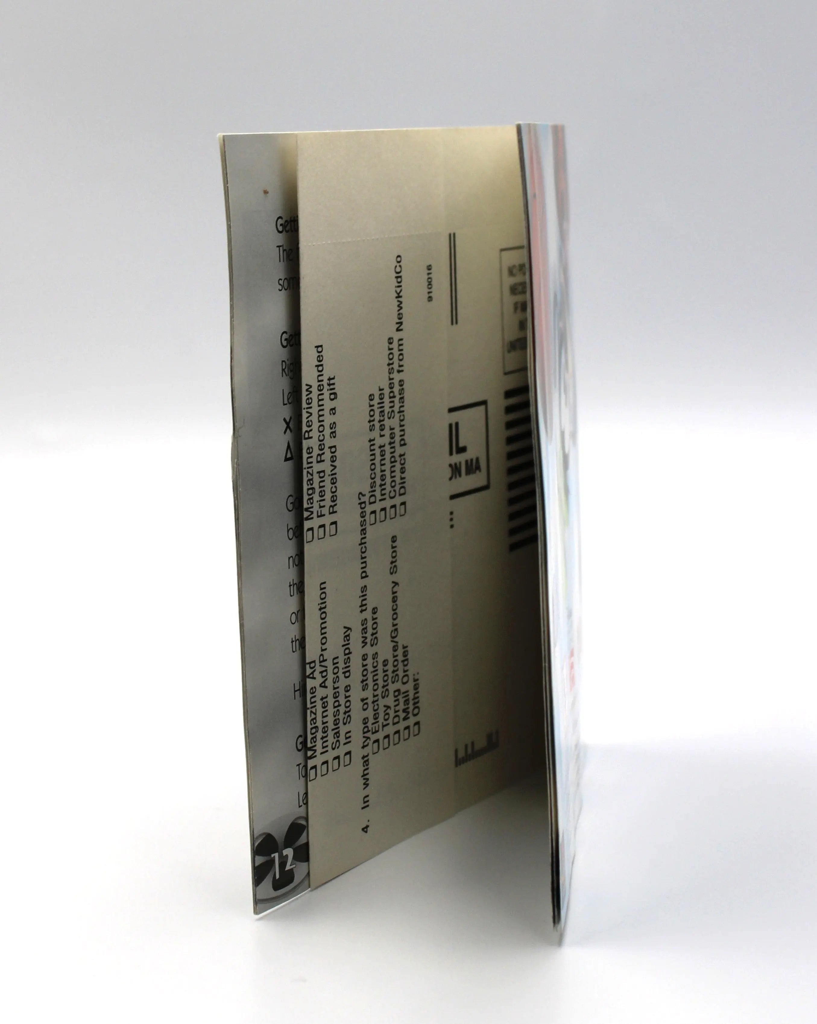 Back of registration card for Disney’s Goofy’s Fun House CIB for Sony PlayStation 1 PS1 (2001) NTSC‑U, showing warranty details and customer information fields.