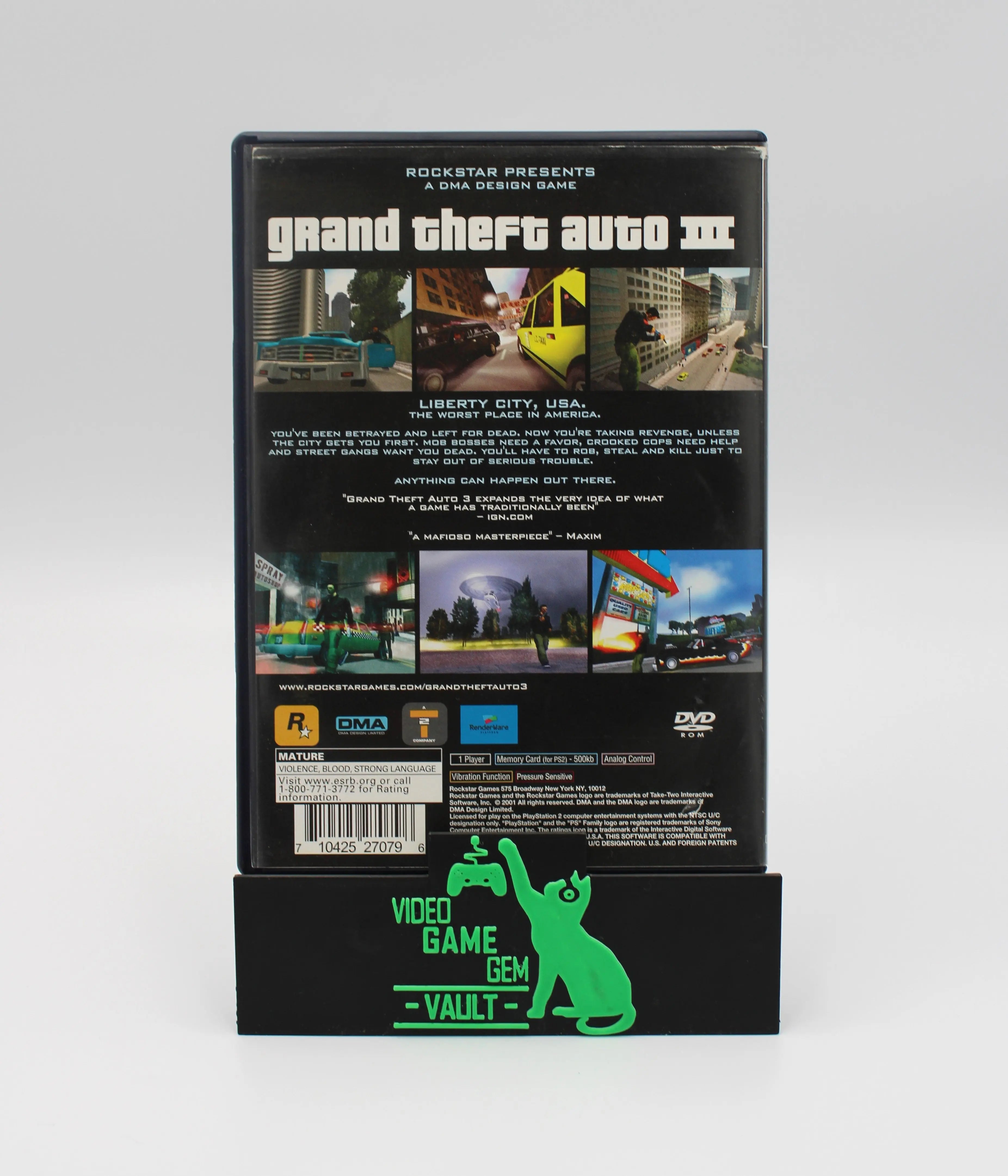 For sale is GTA Grand Theft Auto III 3 for Sony PlayStation 2, PS2. See picture of CIB NTSC-U copy. Back cover.
