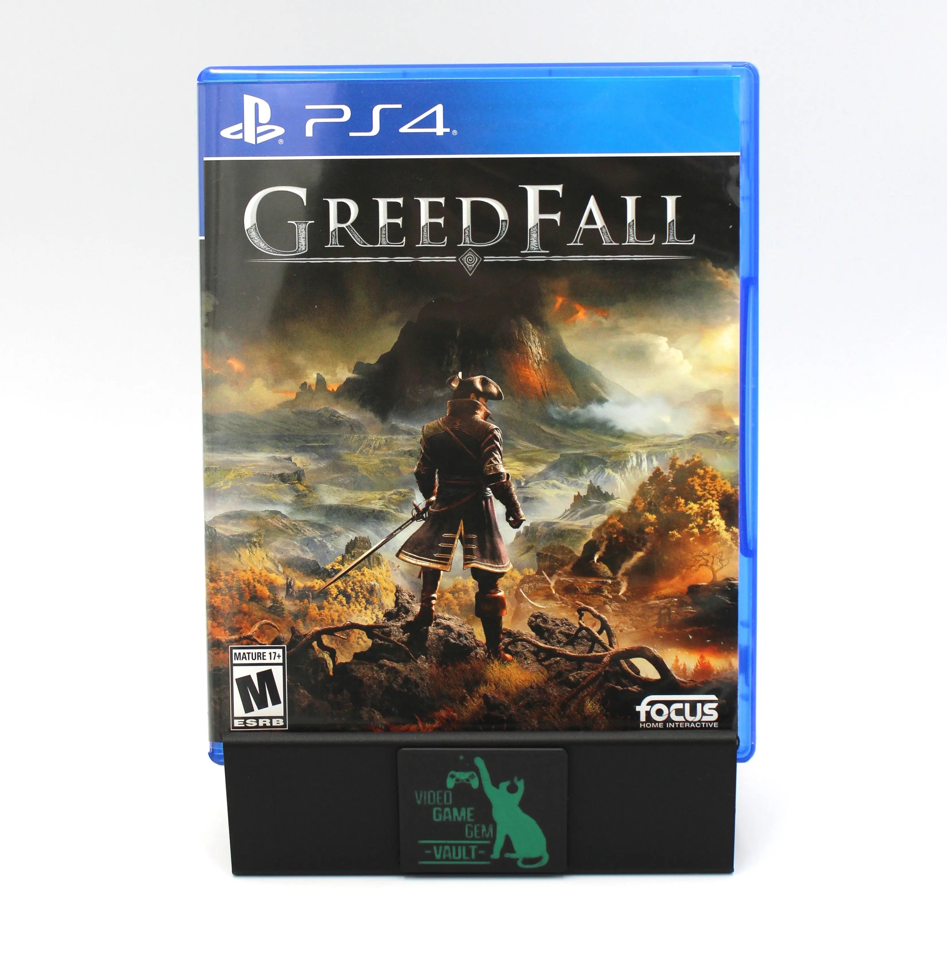 Front cover of Greedfall for Sony PlayStation 4 PS4 (2019) NTSC‑U, featuring the hero navigating a misty fantasy landscape.
