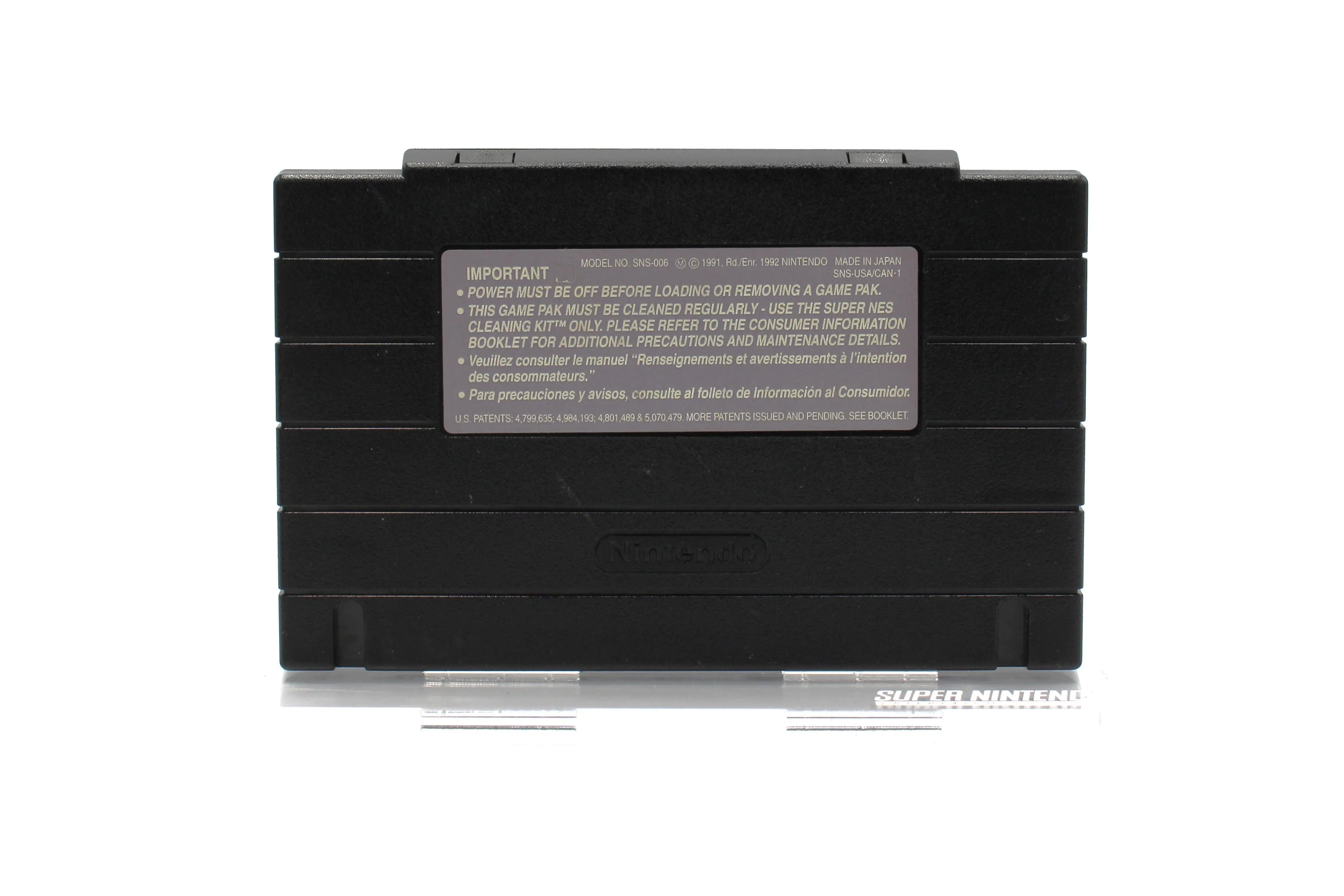 Back shell view of Killer Instinct for Super Nintendo SNES – Authentic Game Cartridge (1995), displaying the release notch, embossed serial code, and screw positions.