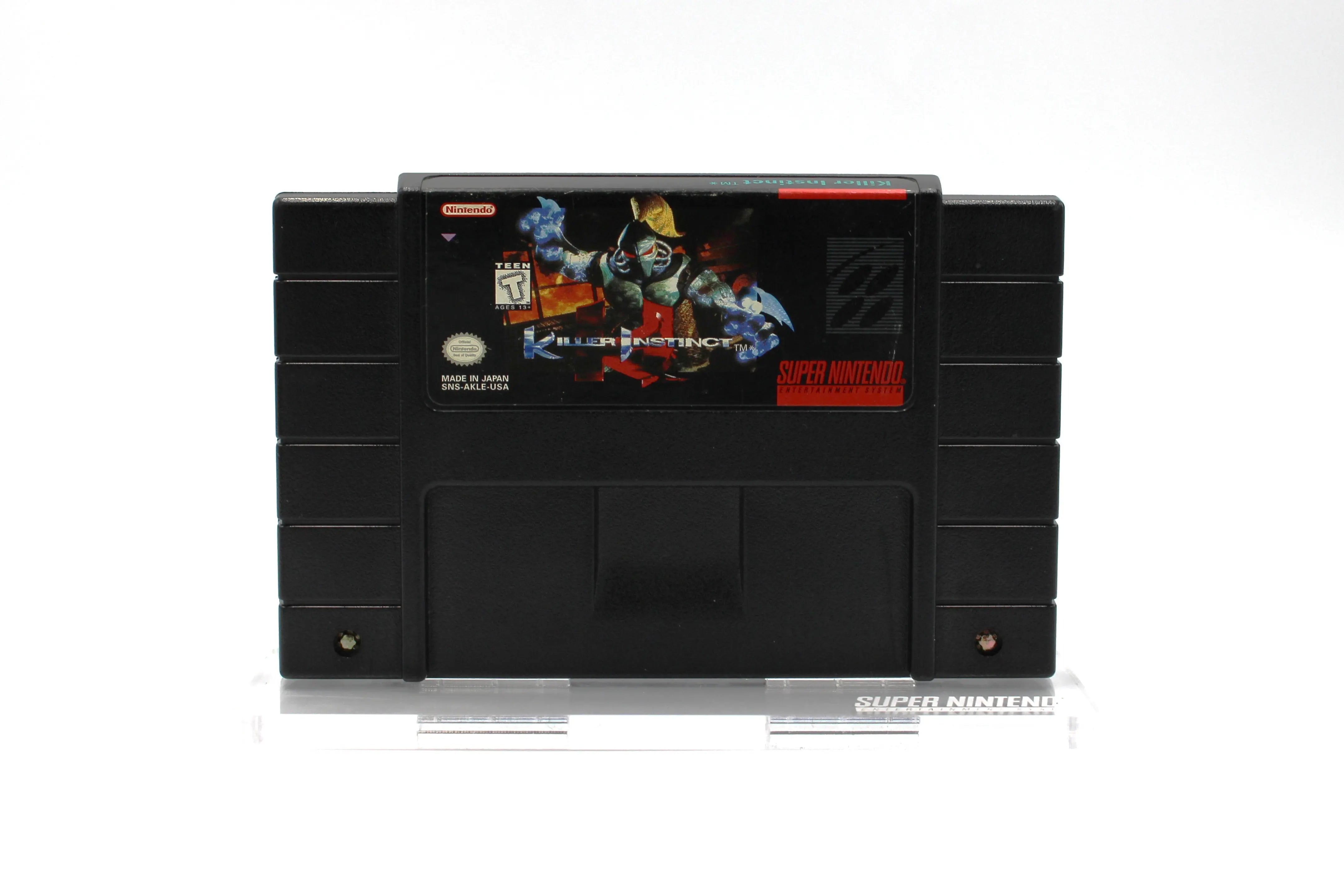 Front shell view of Killer Instinct for Super Nintendo SNES – Authentic Game Cartridge (1995), showing original label art, “Super Nintendo” molding, and crisp plastic finish.