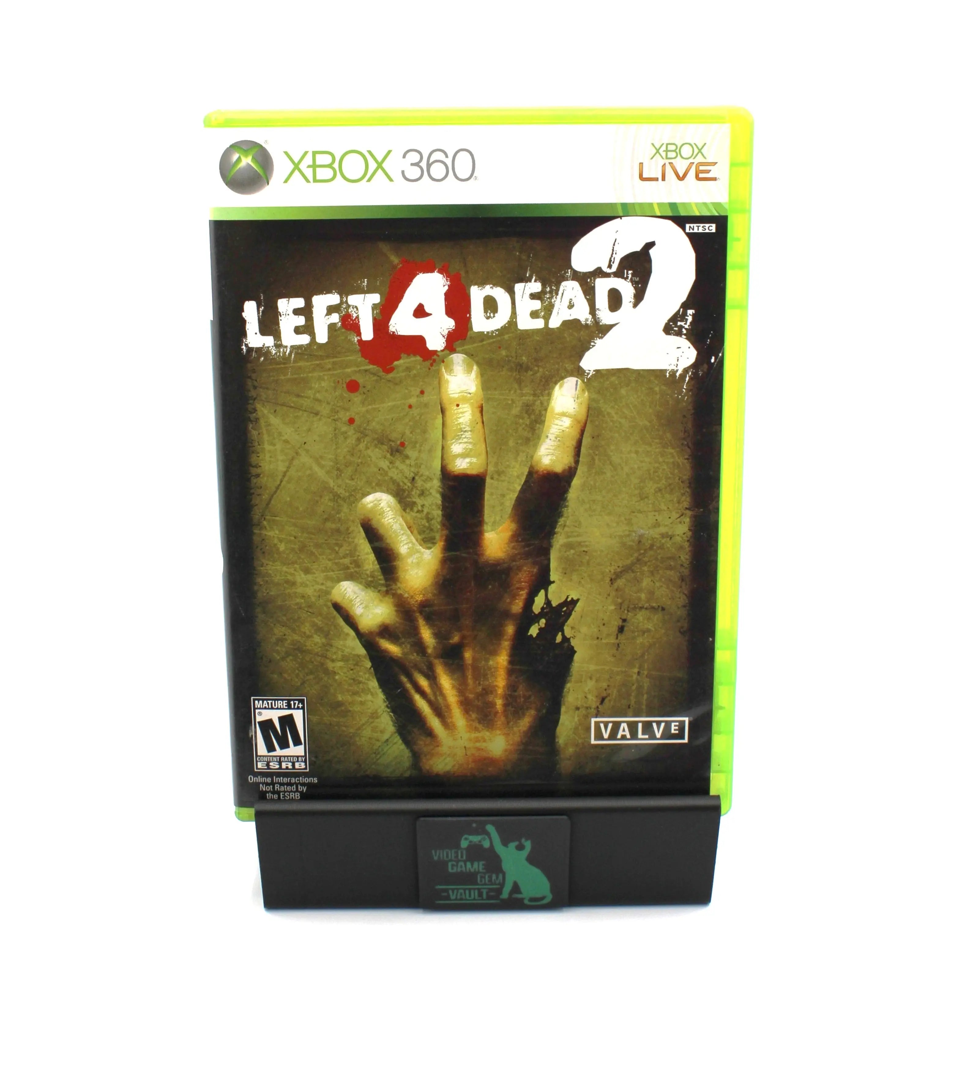 Front cover image of Left 4 Dead 2 for Microsoft Xbox 360 NTSC-U (2009) OEM black label CIB. Clear view of case artwork shown on a clean white background.