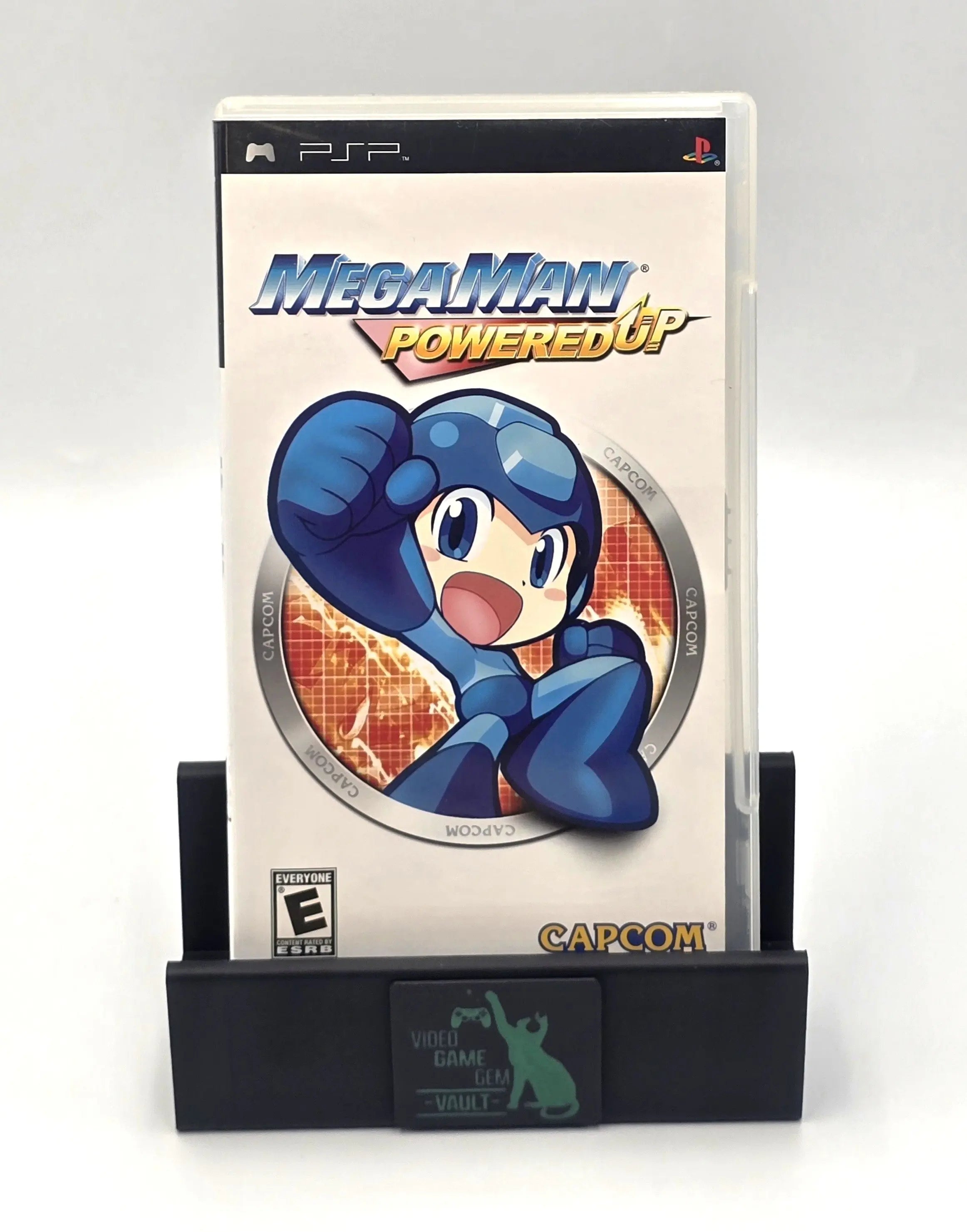 Front cover of Mega Man Powered Up for Sony PlayStation Portable PSP (2006) NTSC-U, complete in original case with artwork.