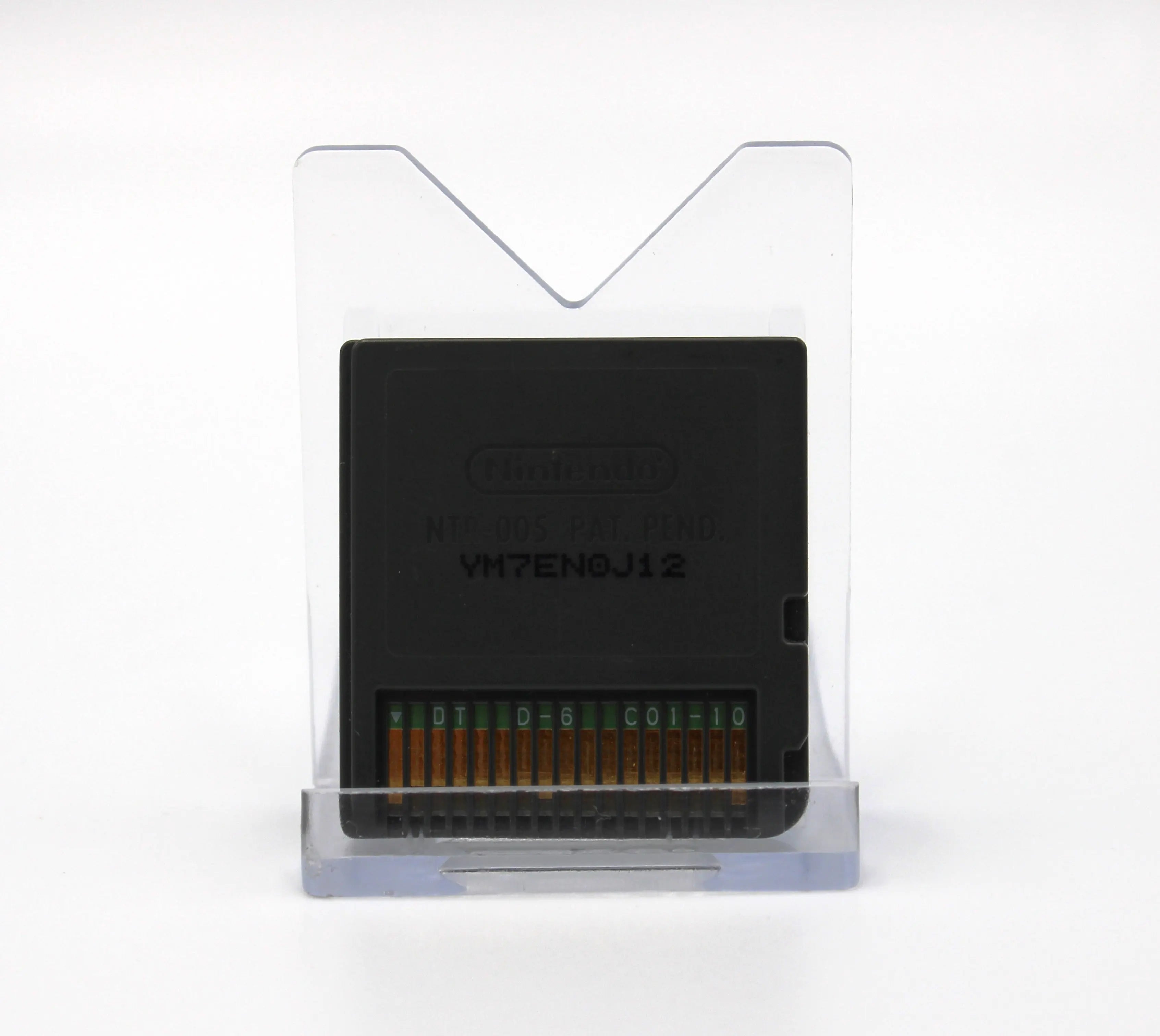 Back of cartridge view of Authentic NTSC-U copy of metal slug 7 for the Nintendo DS game cartridge only. See text and polished pins.