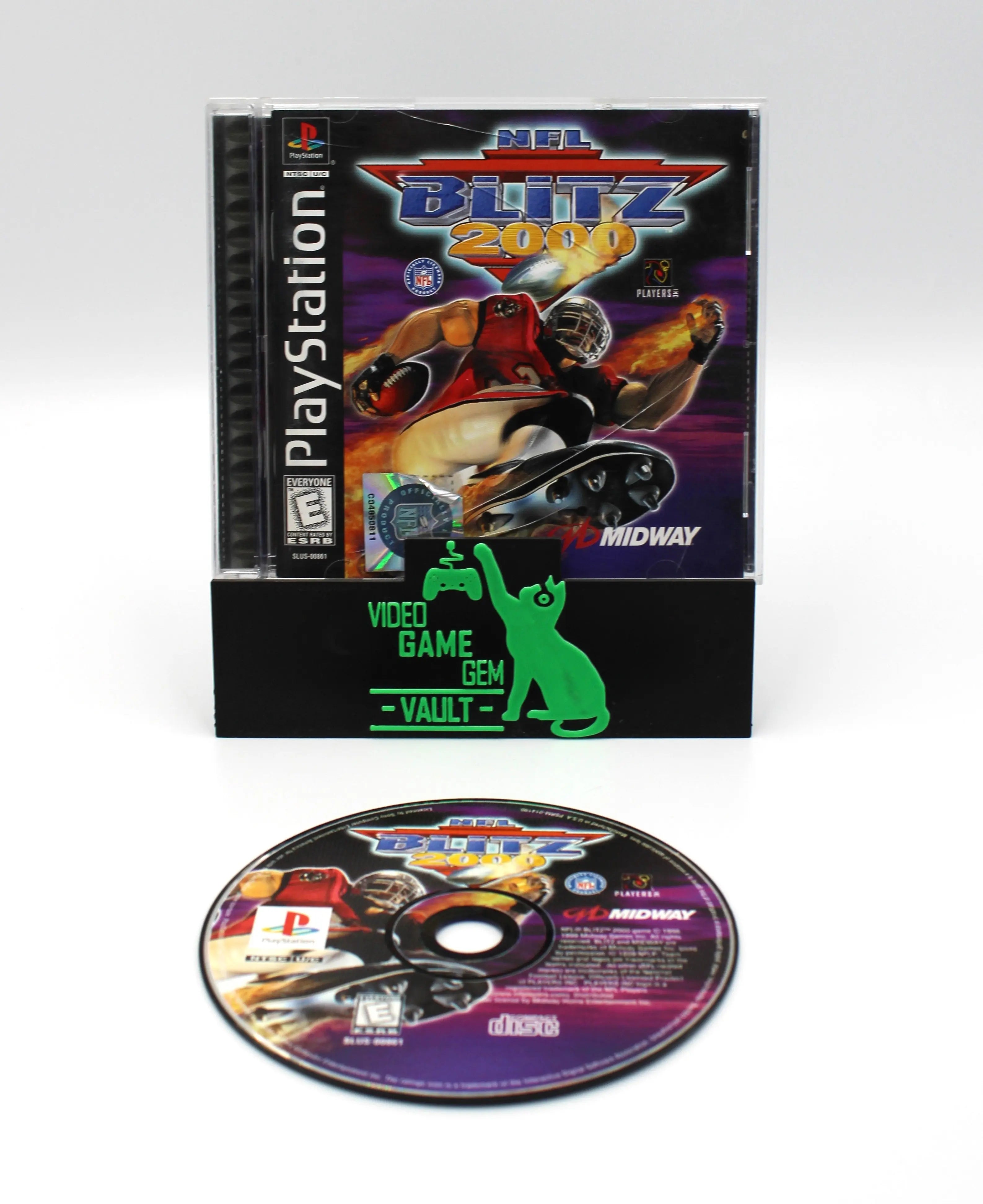 For sale is a black label game copy of NFL Blitz 2000 for Sony PlayStation 1, PS1. Football. CIB with Reg Card. See picture of case, authentic tested disc, and cover. 