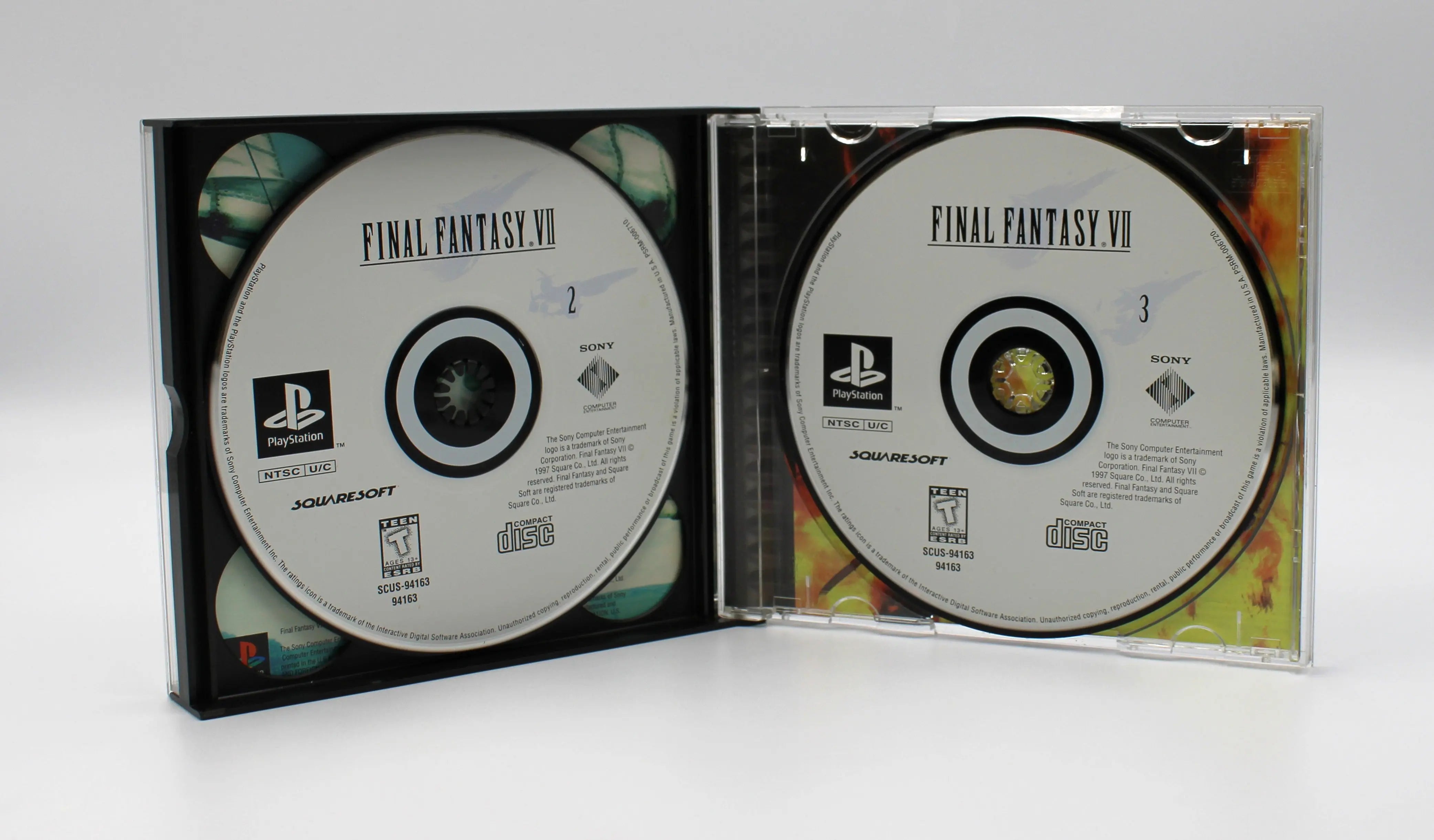 For sale is Final Fantasy VII Misprint Variant on Sony PlayStation 1, PS1. CIB black label. See picture of OEM case with game discs 3 and 4.