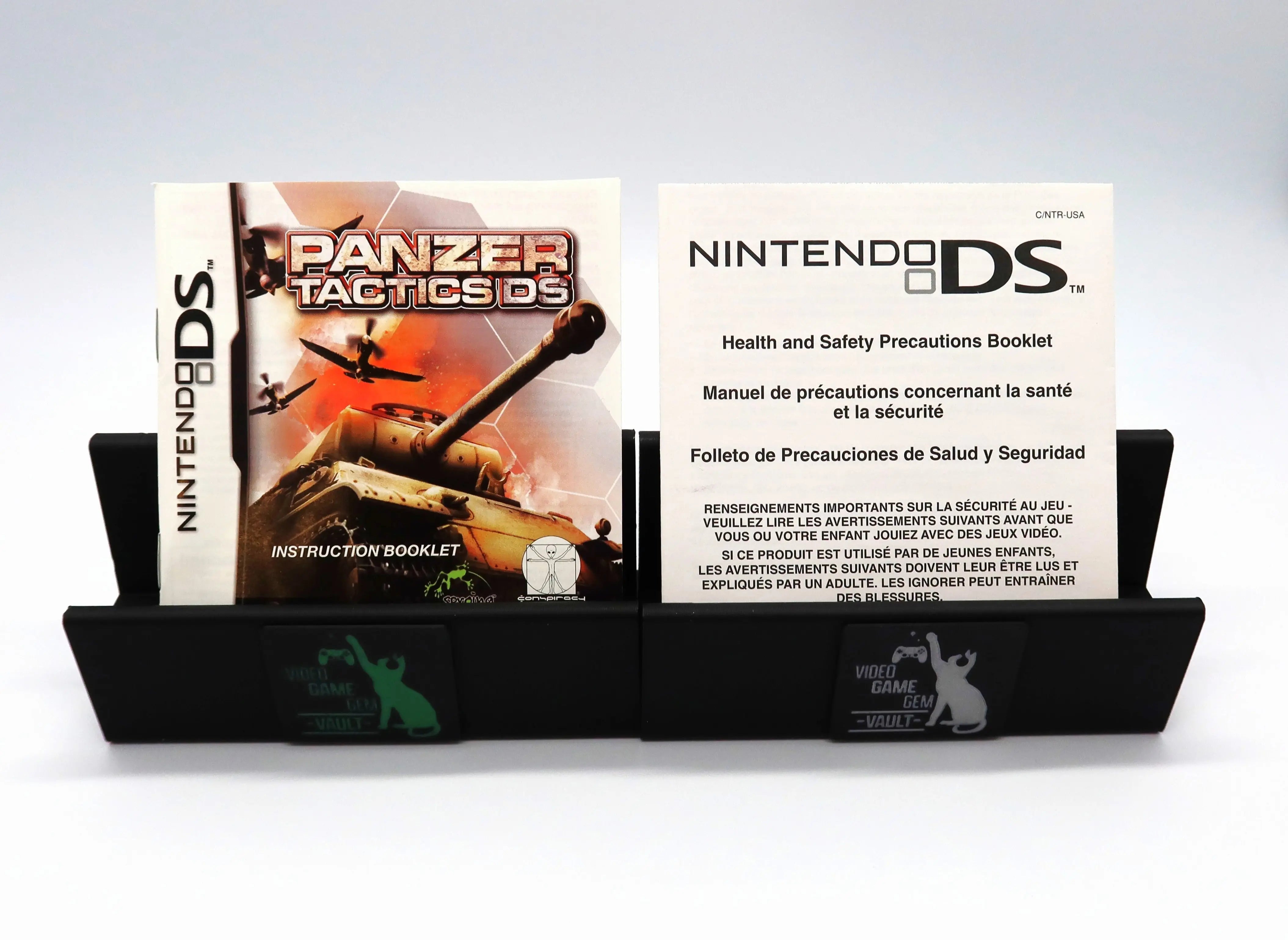 Front view of Panzer Tactics DS for the Nintendo DS of original instruction booklet and health and safety insert. Clean and intact.