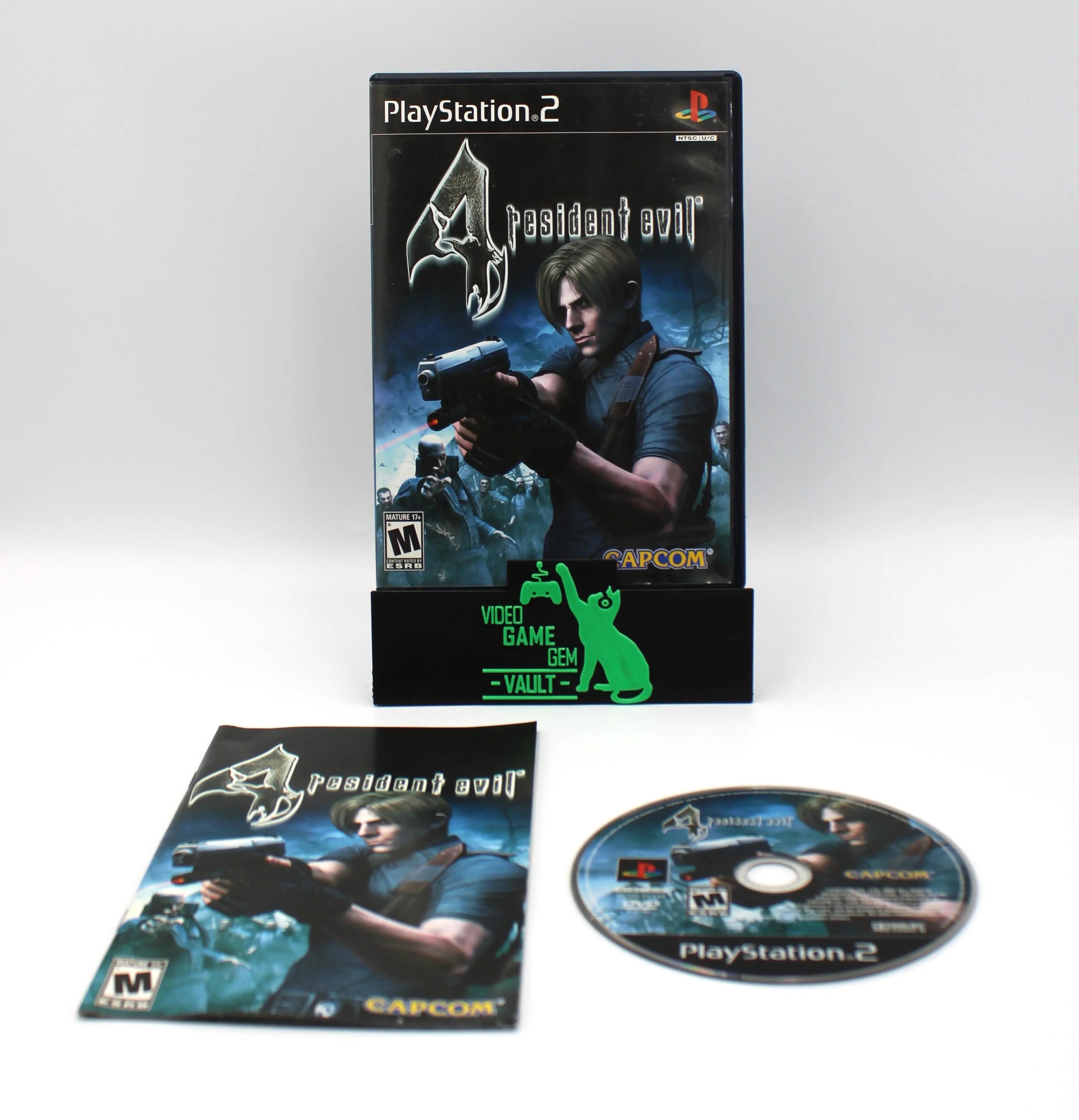 “Main display of Resident Evil 4 black label for Sony PlayStation 2 PS2 – CIB, Part of a Set (2005) – NTSC‑U, showing the complete set with case, manual, and game disc.”