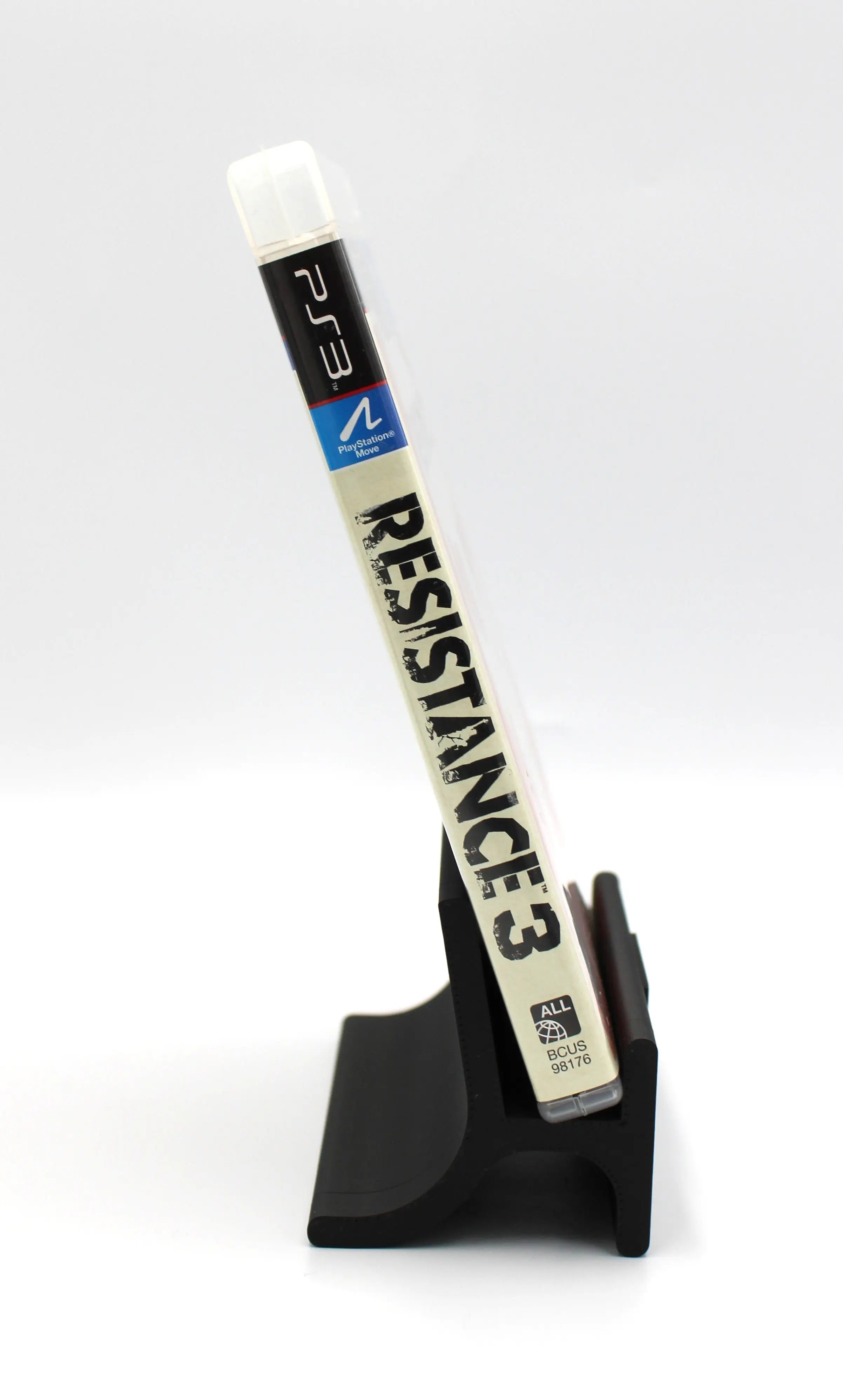 Spine view of Resistance 3 for PS3 NTSC-U case, showing title text for shelf identification.