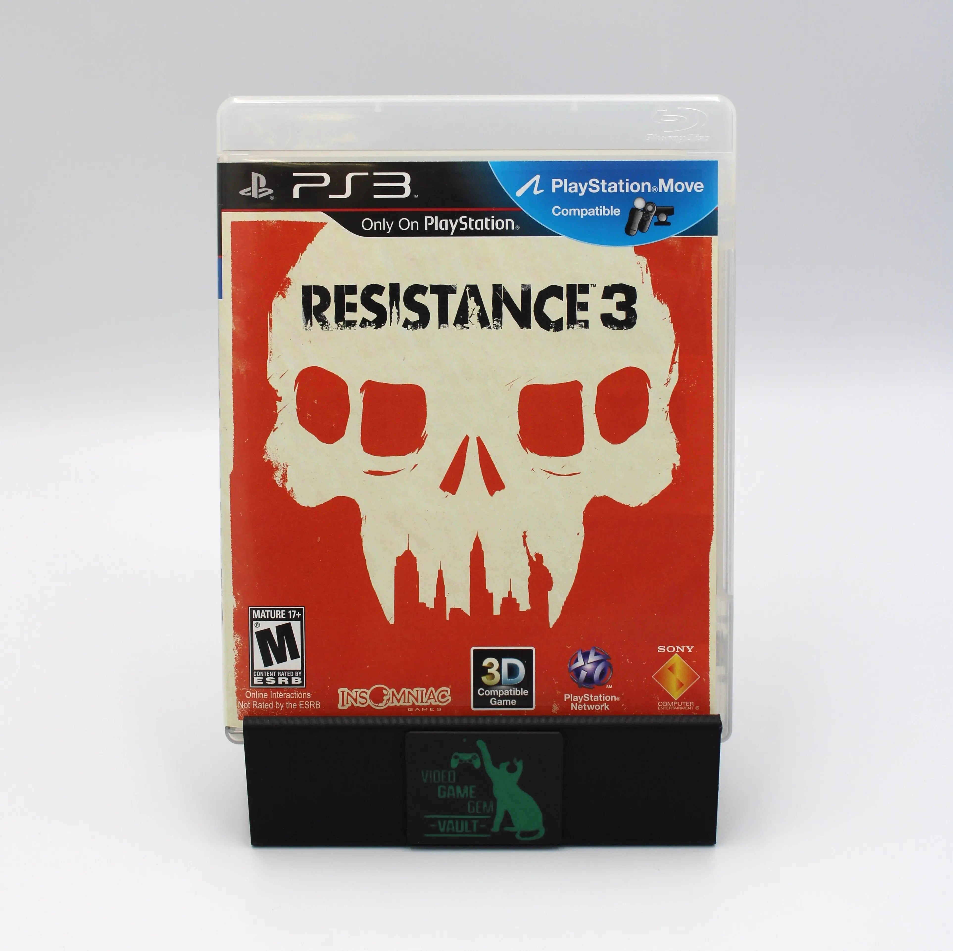 Front cover of Resistance 3 for PS3 NTSC-U, showing the iconic skull key art design and M rating badge.