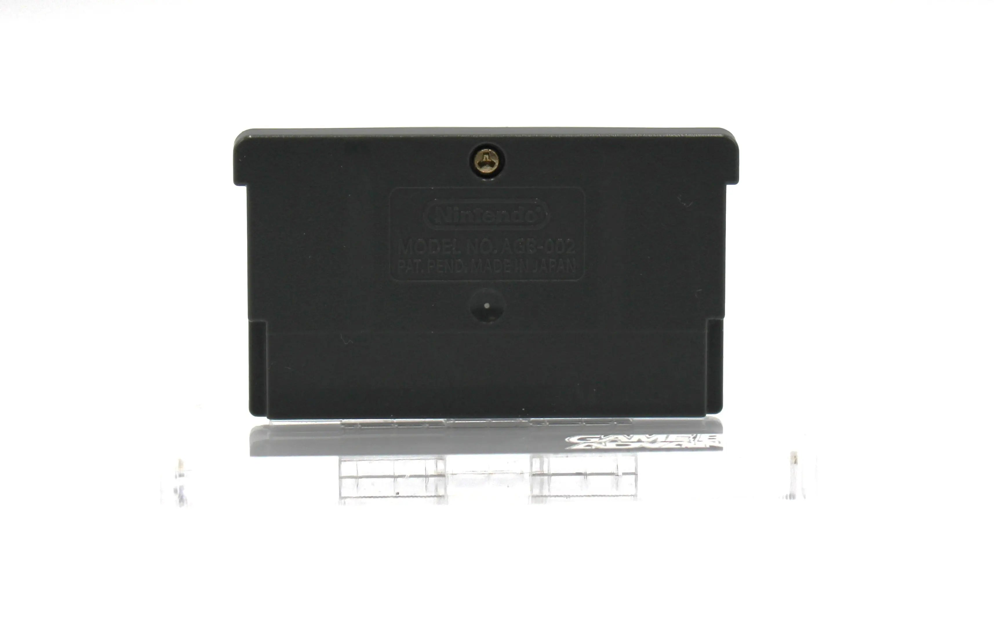 Back shell view of Super Mario Advance 4: Super Mario Bros. 3 for Nintendo Game Boy Advance GBA – Authentic Game Cartridge (2003) NTSC‑U, showing engraved Nintendo stamping and the security screw position.