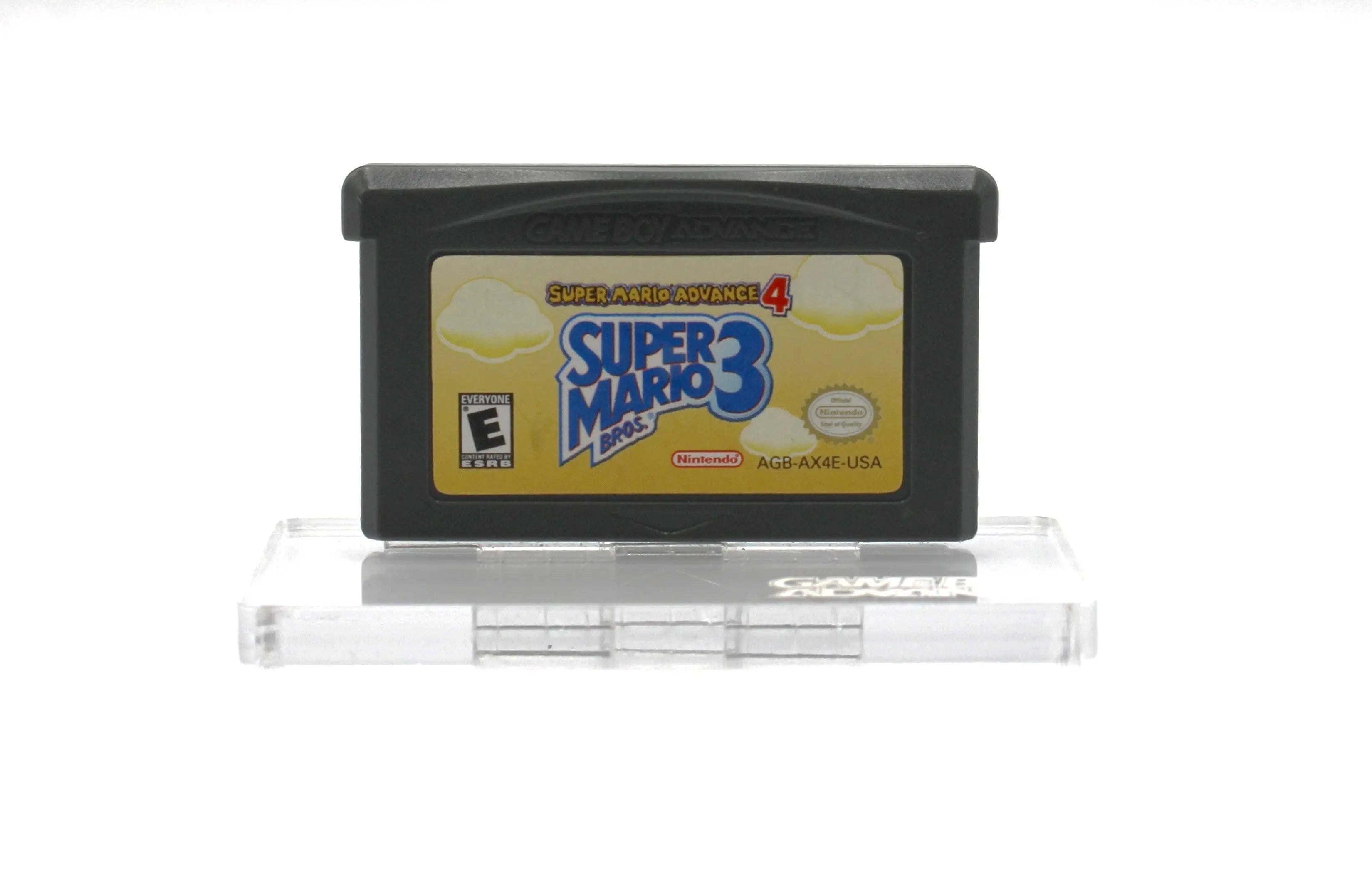 Front shell view of Super Mario Advance 4: Super Mario Bros. 3 for Nintendo Game Boy Advance GBA – Authentic Game Cartridge (2003) NTSC‑U, showing label condition and authentic molding details.