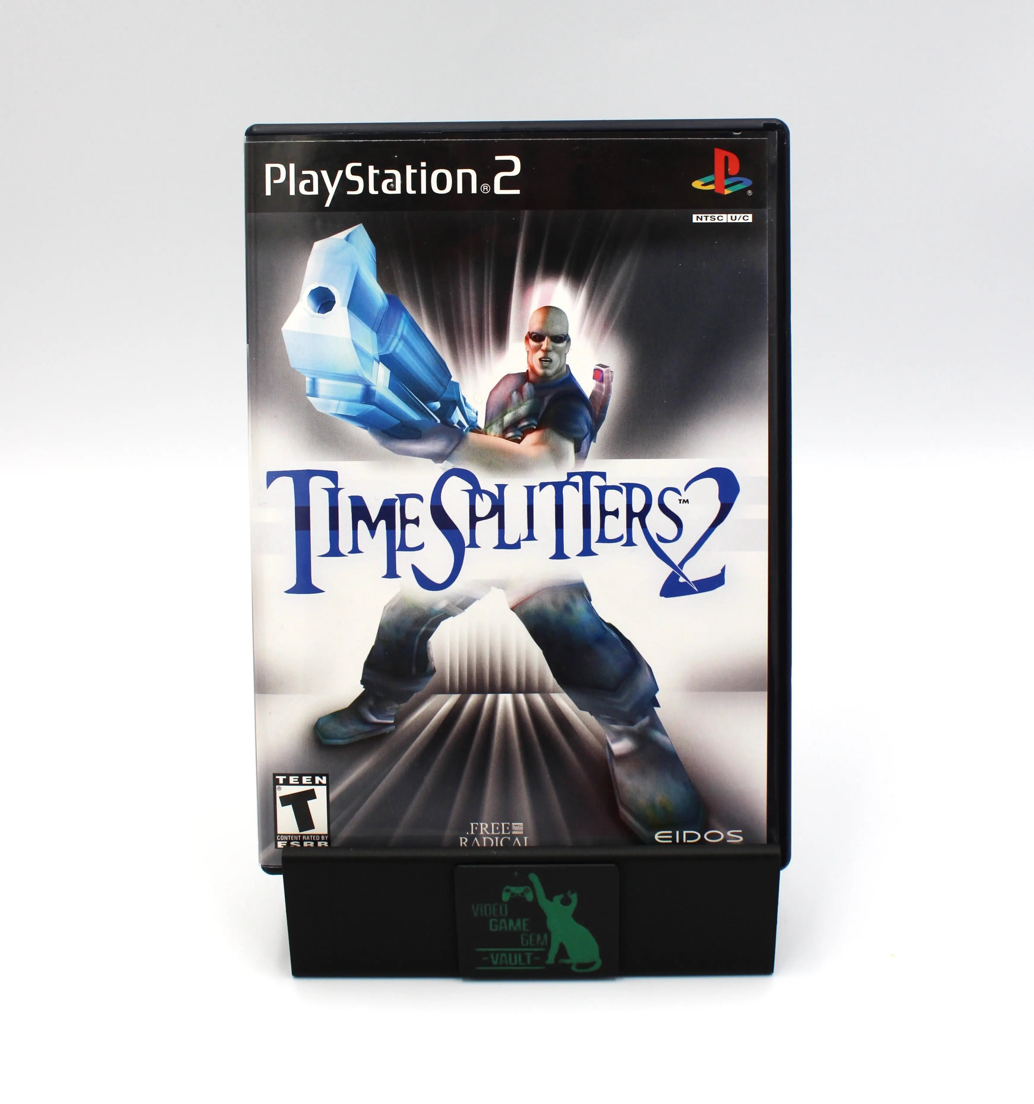 Front cover of TimeSplitters 2 CIB for Sony PlayStation 2 PS2 – Complete with Manual (2002) NTSC‑U, showing cover art of character with gun and game title.