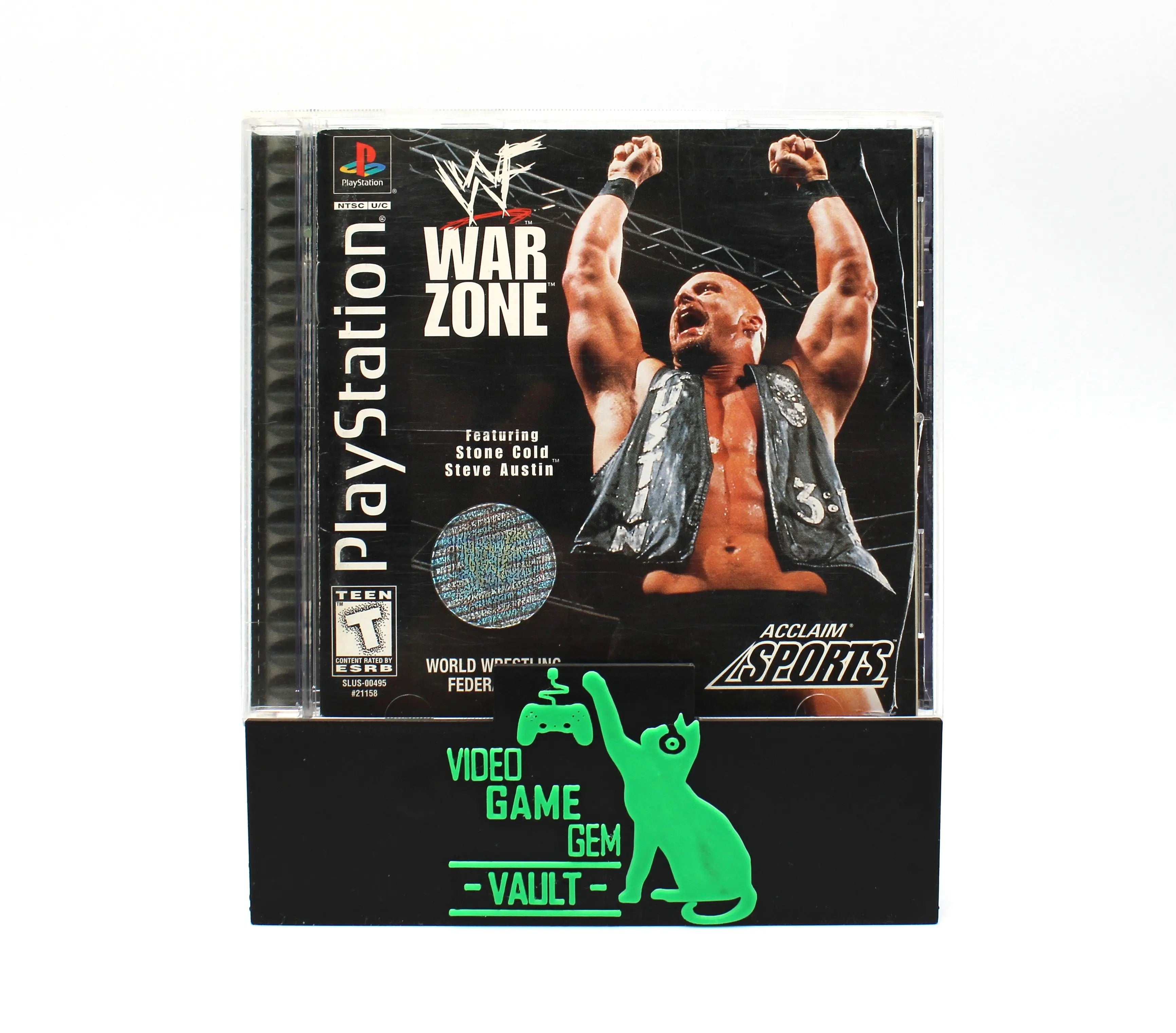 For sale is WWF War Zone for Sony PlayStation 1, PS1. CIB + Reg Card. Black Label. See picture of front cover.