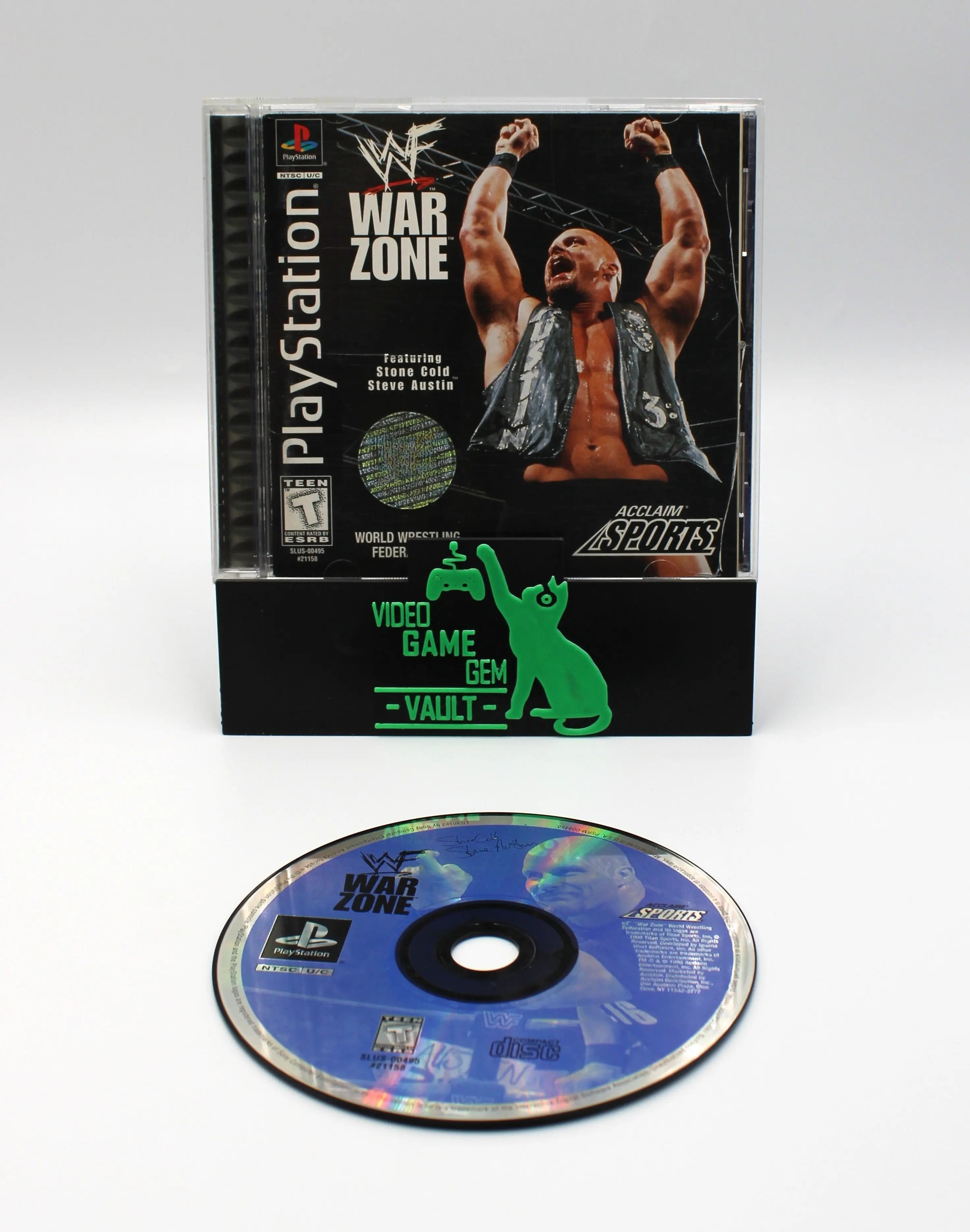 For sale is WWF War Zone for Sony PlayStation 1, PS1. CIB + Reg Card. Black Label. See picture of case, cover, and authentic game disc.