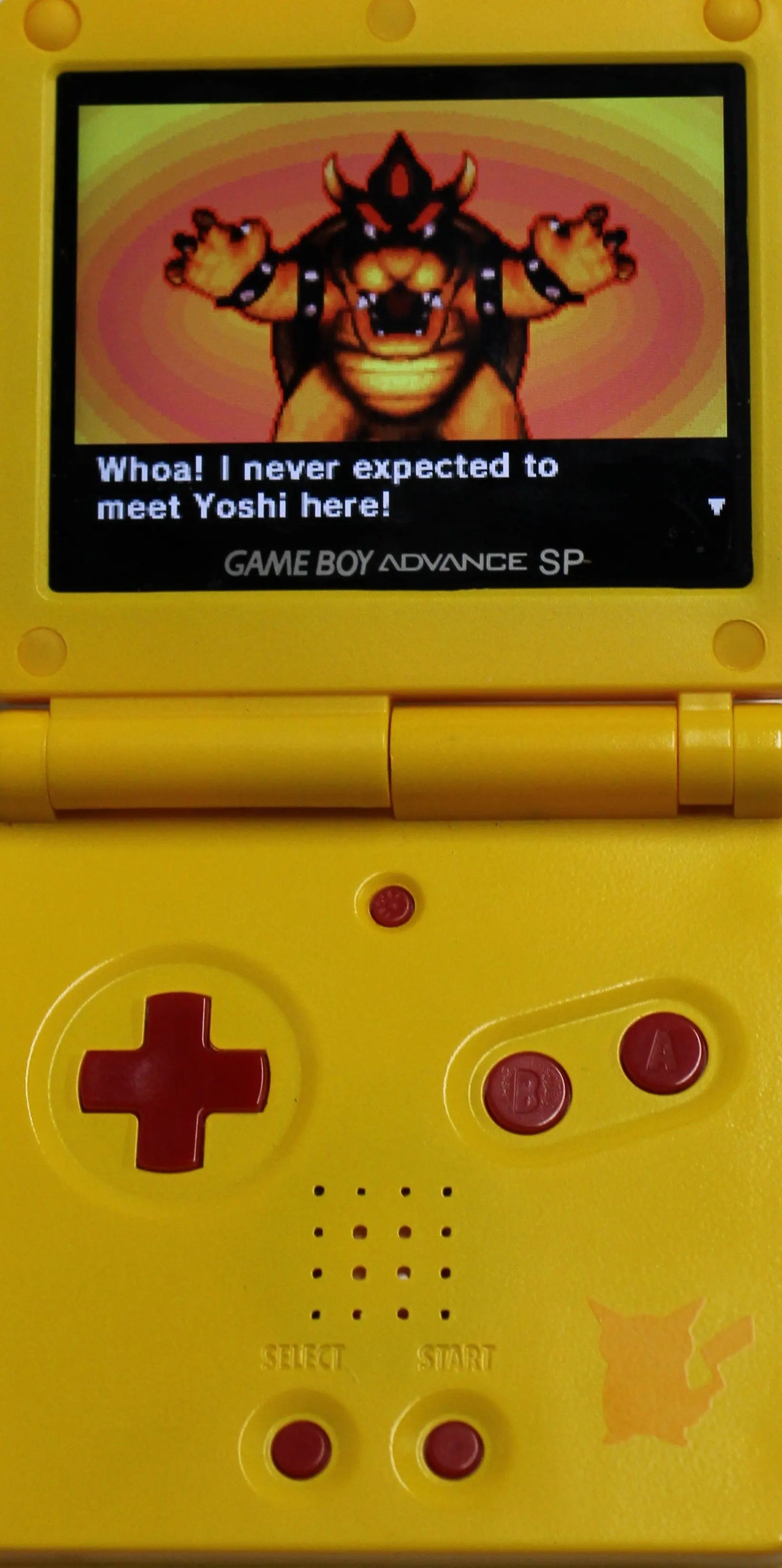 Gameplay image of Yoshi Topsy‑Turvy for Nintendo Game Boy Advance GBA – Authentic Game Cartridge (2005) NTSC‑U, showing in-depth gameplay of Bowser and underlying text.